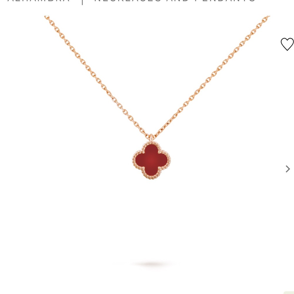 Van Cleef & Arpels Sweet Alhambra Pendant Necklace in Rose Gold Carnelian